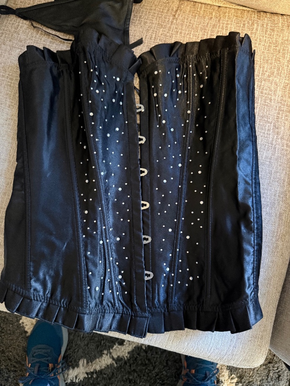 Womens Black Corset Top with rhinestones